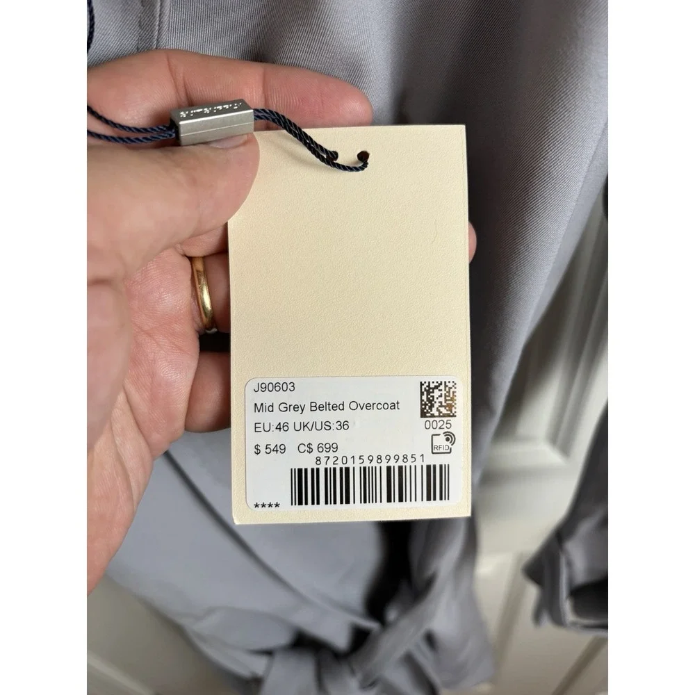 NWT!! SuitSupply Headington Coat (J906) 40R Grey, Super 120s Wool with Belt